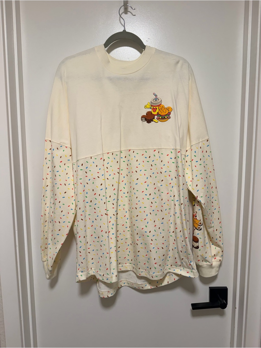 Disney World Snacks Cream Long-Sleeve Spirit Jersey with Confetti Print